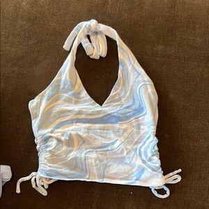Hollister Blue and White Swirl Crop Top